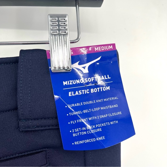 MIZUNO Belted Softball Pants Navy Blue 350150 Women's Lg Stretch Elastic Bottom - Picture 5 of 11